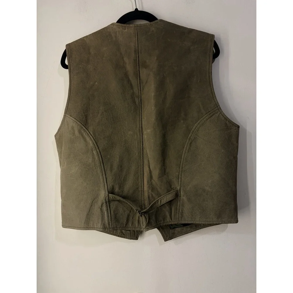 Vintage Laksen of Scandinavia Leather Hunting Shooting Vest Men's M Brown